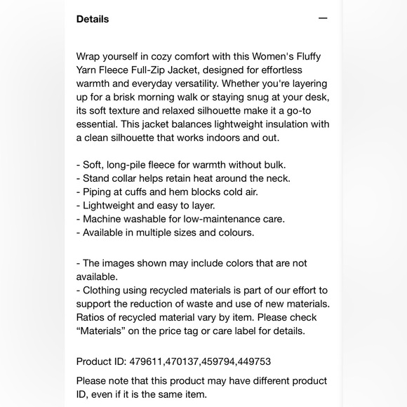 NWT Uniqlo Size L Black Fluffy Yarn Fleece Full-Zip Jacket - Picture 9 of 10